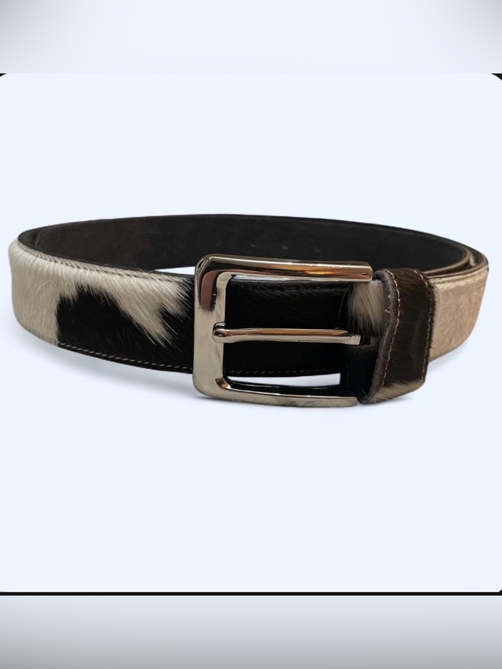 Unisex 100% Genuine Cowhide Belt With Silver Buckle